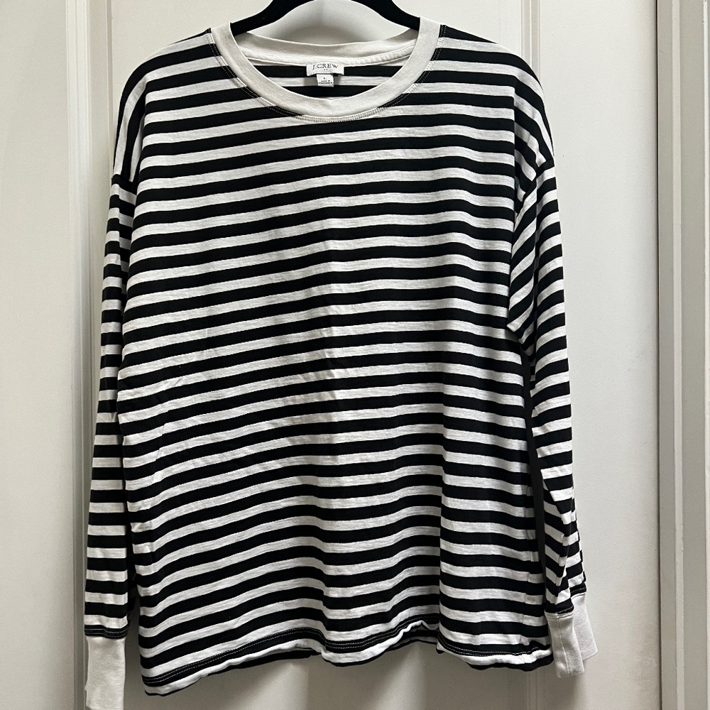J.Crew Stripe Long Sleeve Tee Sz L